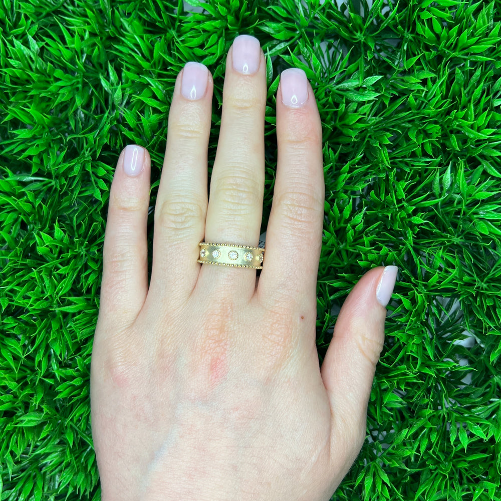 DFJ 14 Karat Yellow Gold Diamond Ring, 0.17tw