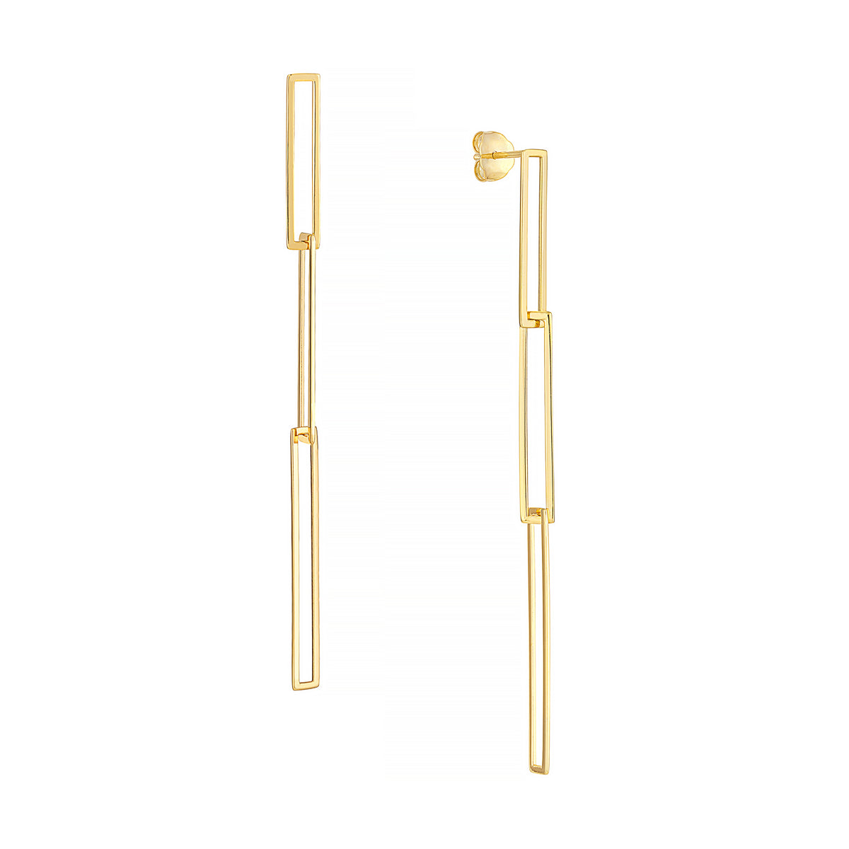 DFJ 14 Karat Yellow Gold Paper Clip Drop Earrings