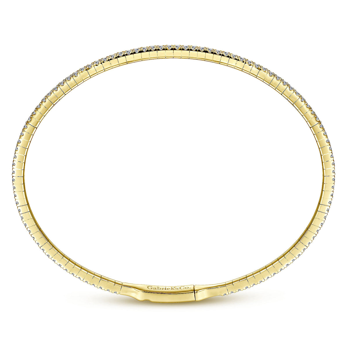 Gabriel &amp; Co. 14 Karat Yellow Gold Diamond Eternity Bangle Bracelet 1.22TWT