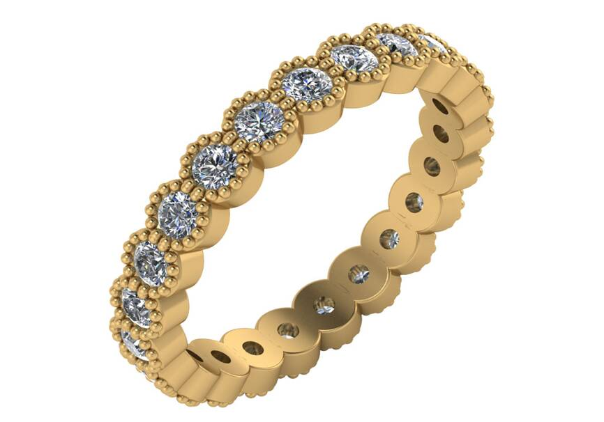 DFJ 14 Karat Yellow Gold Bezel Set Diamond Band, 0.66tw