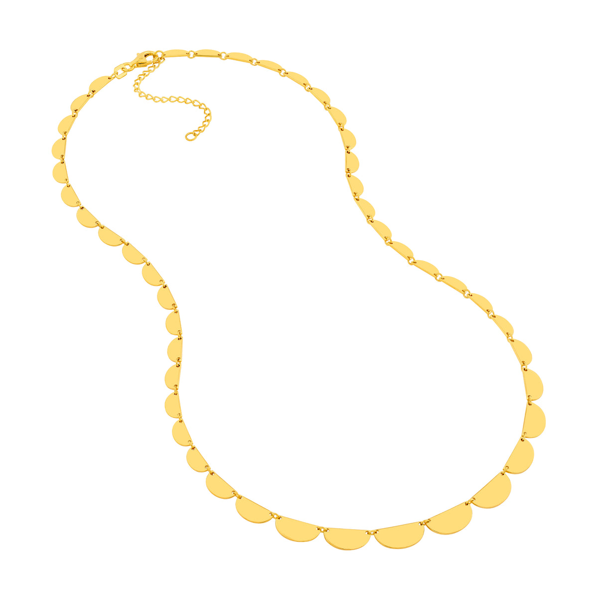DFJ 14 Karat Yellow Gold Half Moon Link Necklace