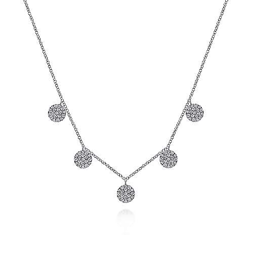 Gabriel &amp; Co. 14 Karat White Gold Diamond Disc Station Necklace