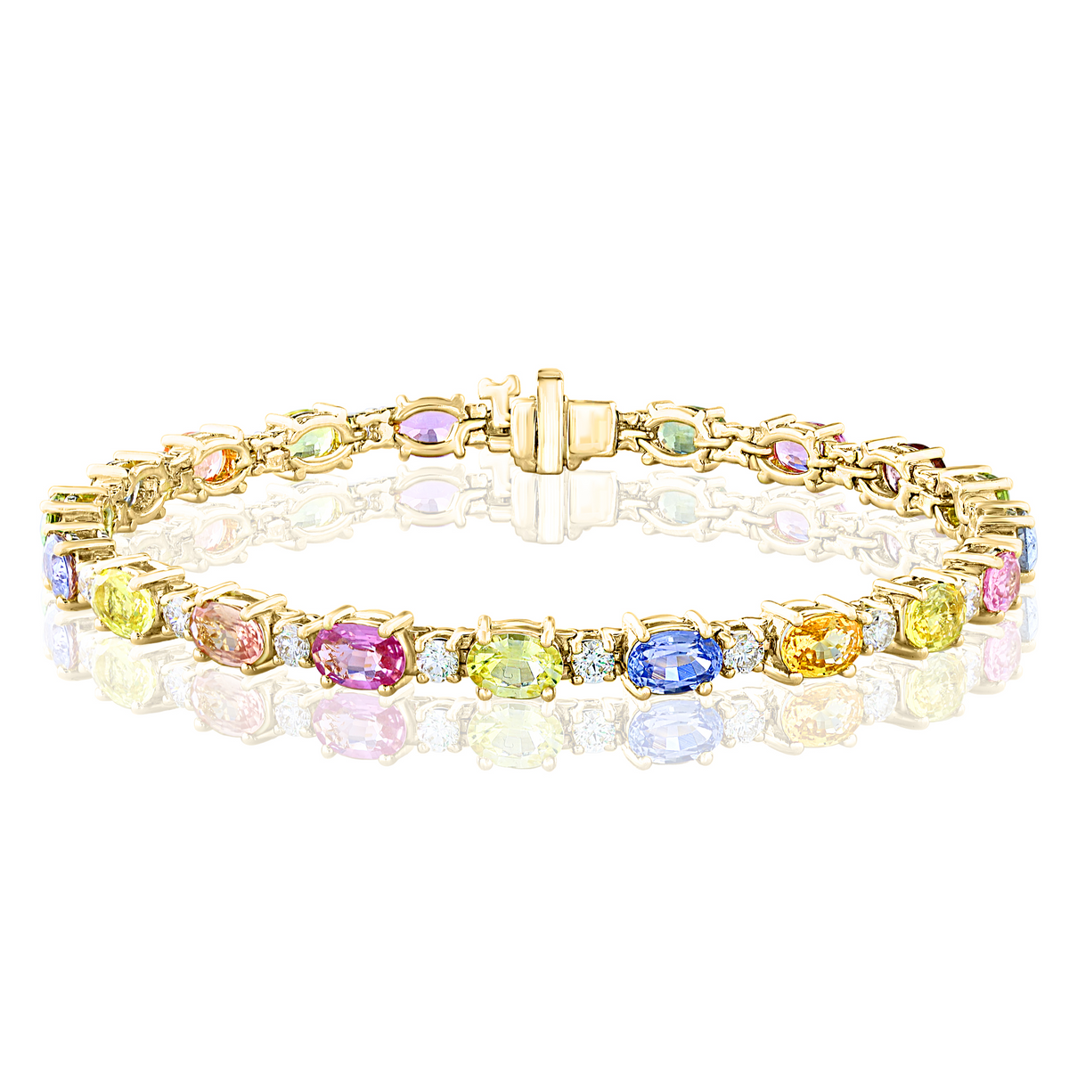 DFJ 14 Karat Yellow Gold Sapphires & Diamonds Bracelet