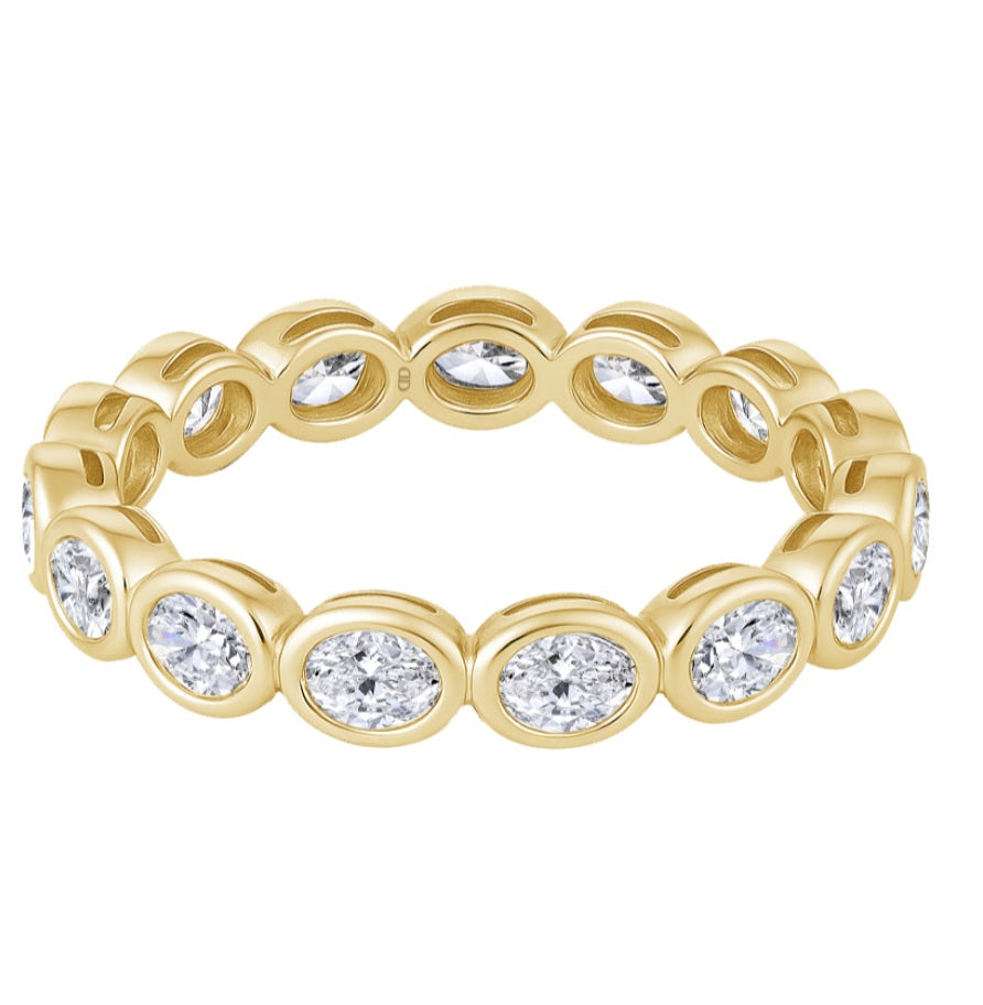 18 Karat Yellow Gold East/West Oval Diamond Eternity Band, 1.68TWT