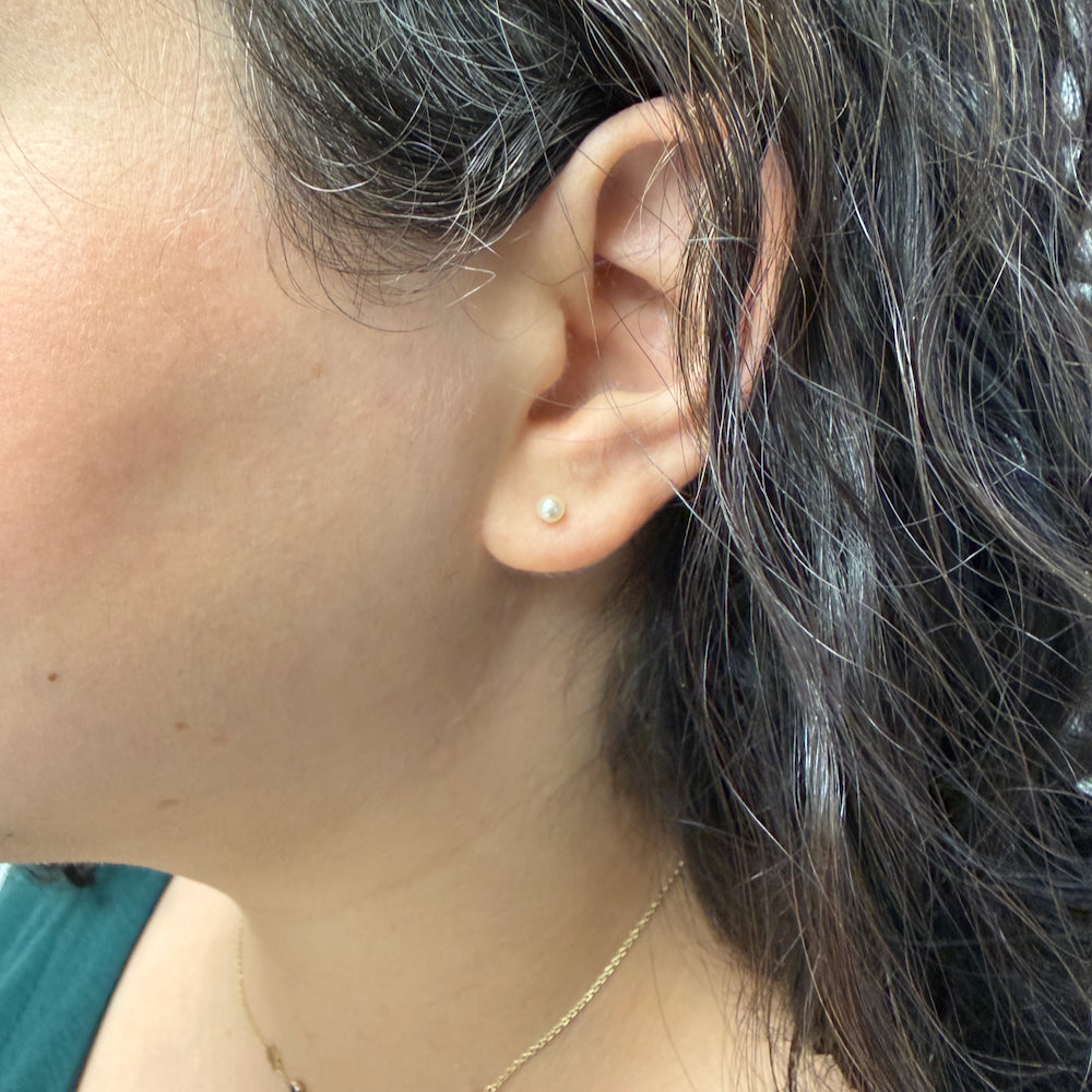 DFJ 14 Karat White Gold 3.5x4mm Akoya Pearl Earrings