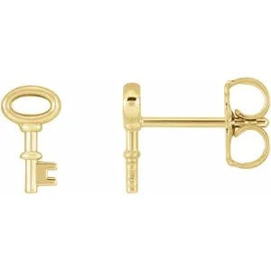 DFJ 14 Karat Yellow Gold Key Stud Earrings