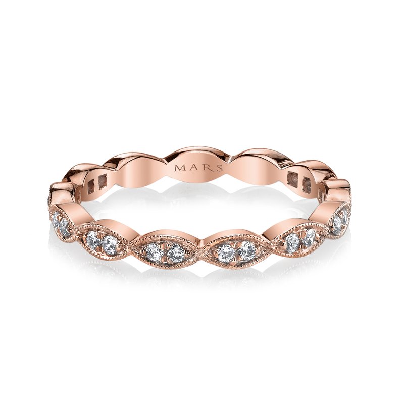 DFJ 18 Karat Rosé Gold Prong Set Diamond Band, 0.22tw