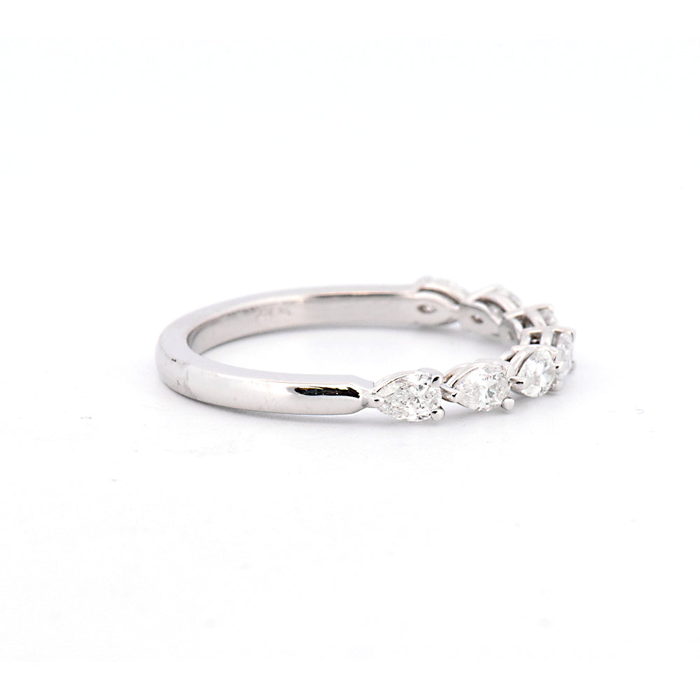 DFJ Platinum Seven Stone Pear Shape Diamond Band, 0.57TWT