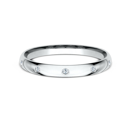 Benchmark 14 Karat White Gold Flush Set Diamond Band, 0.1tw