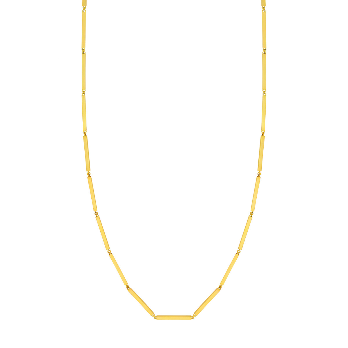 DFJ 14 Karat Yellow Gold Polished Square Bar Link Necklace