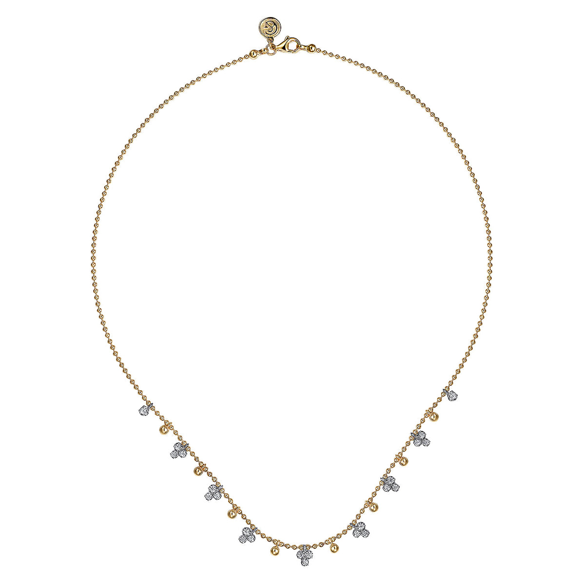 Gabriel &amp; Co. 14K White &amp; Yellow Gold Bujukan Beads and Diamond Droplet Necklace
