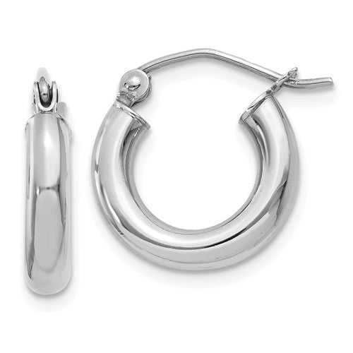DFJ 14 Karat White Gold Small Hoop Earrings
