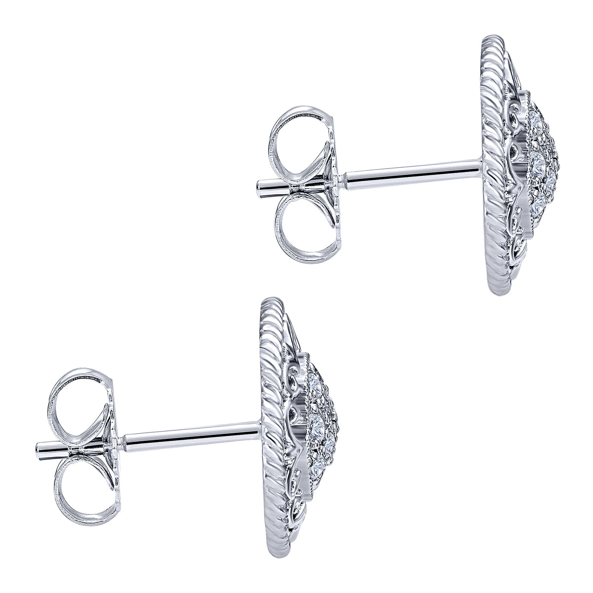 Gabriel &amp; Co. 14 Karat White Gold Pave Set Diamond Earrings, 0.26tw