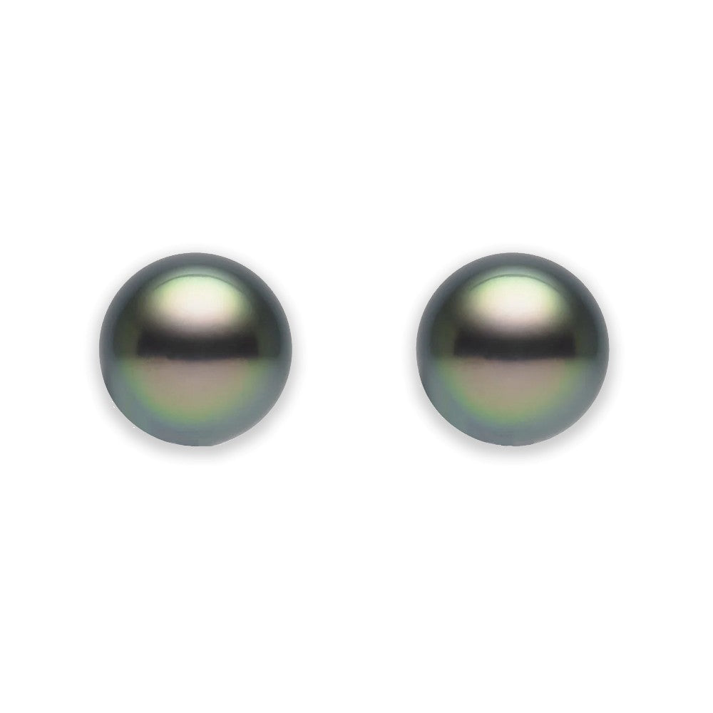 DFJ 14 Karat White Gold 11x12mm Tahitian Pearl Earrings