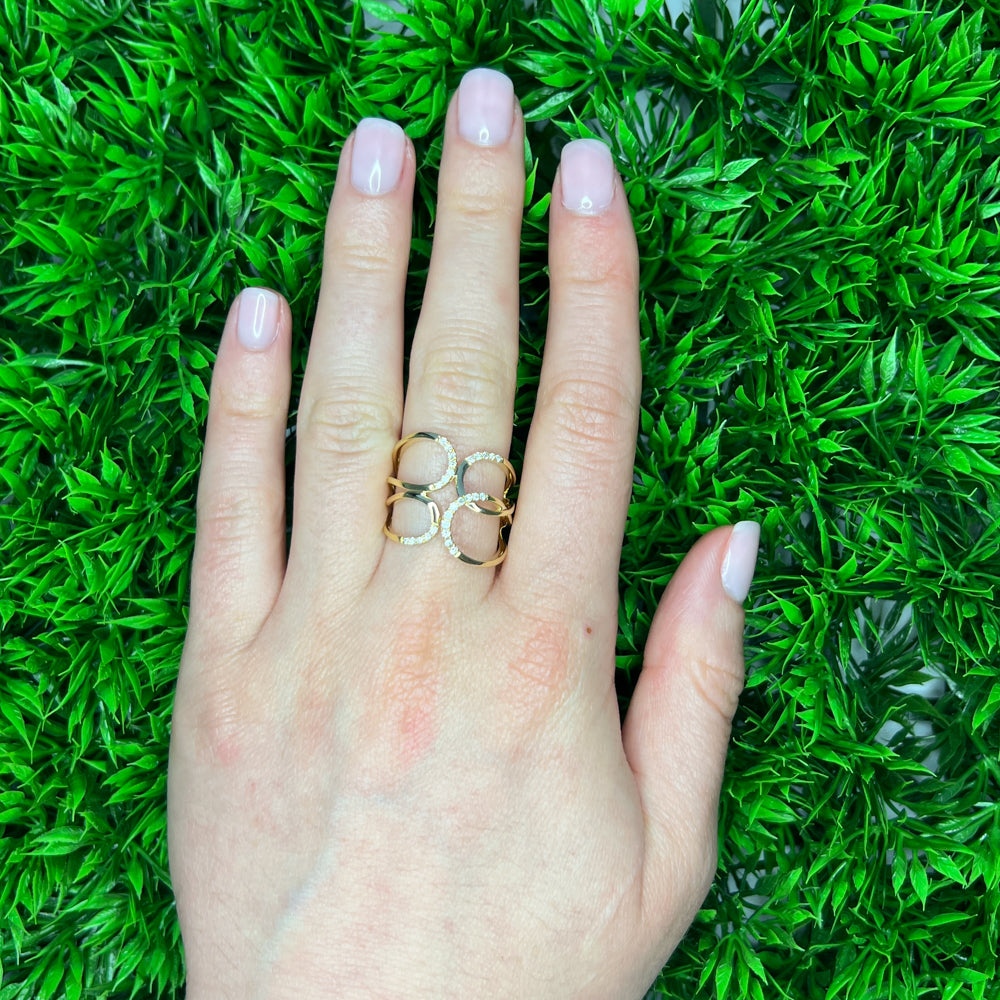 DFJ 14 Karat Yellow Gold Diamond Ring, 0.2tw