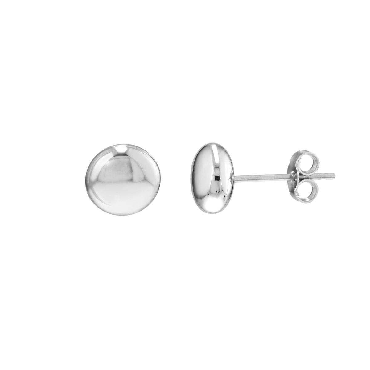 DFJ 14 Karat White Gold 7.0mm Pebble Stud Earrings