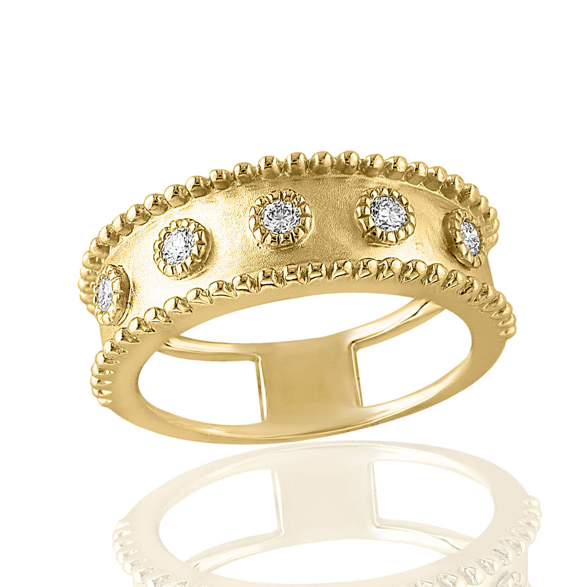 DFJ 14 Karat Yellow Gold Diamond Ring, 0.17tw