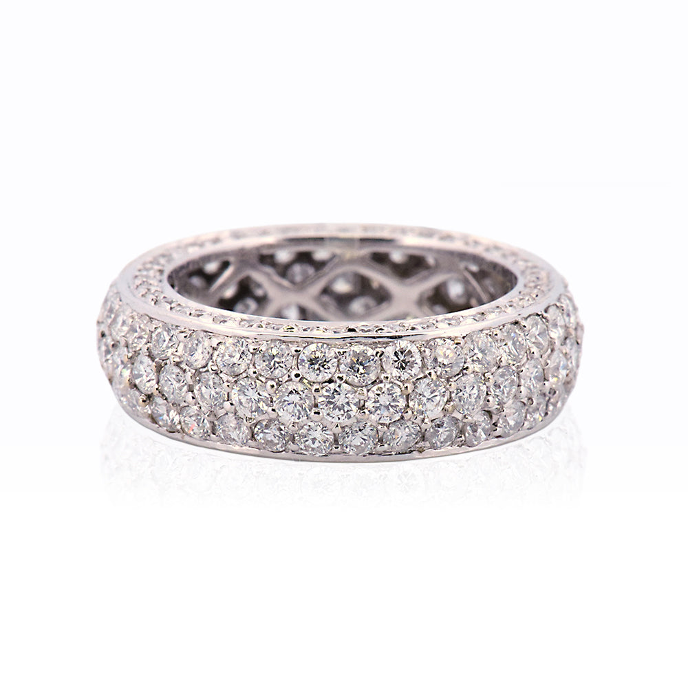 DFJ 18 Karat White Gold Pave Set Diamond Band, 3.6tw