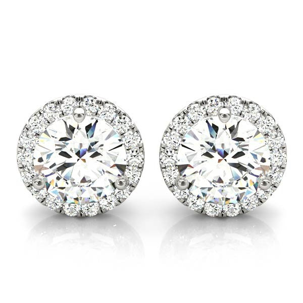 DFJ 14 Karat White Gold Prong Set Diamond Earrings, 0.8tw