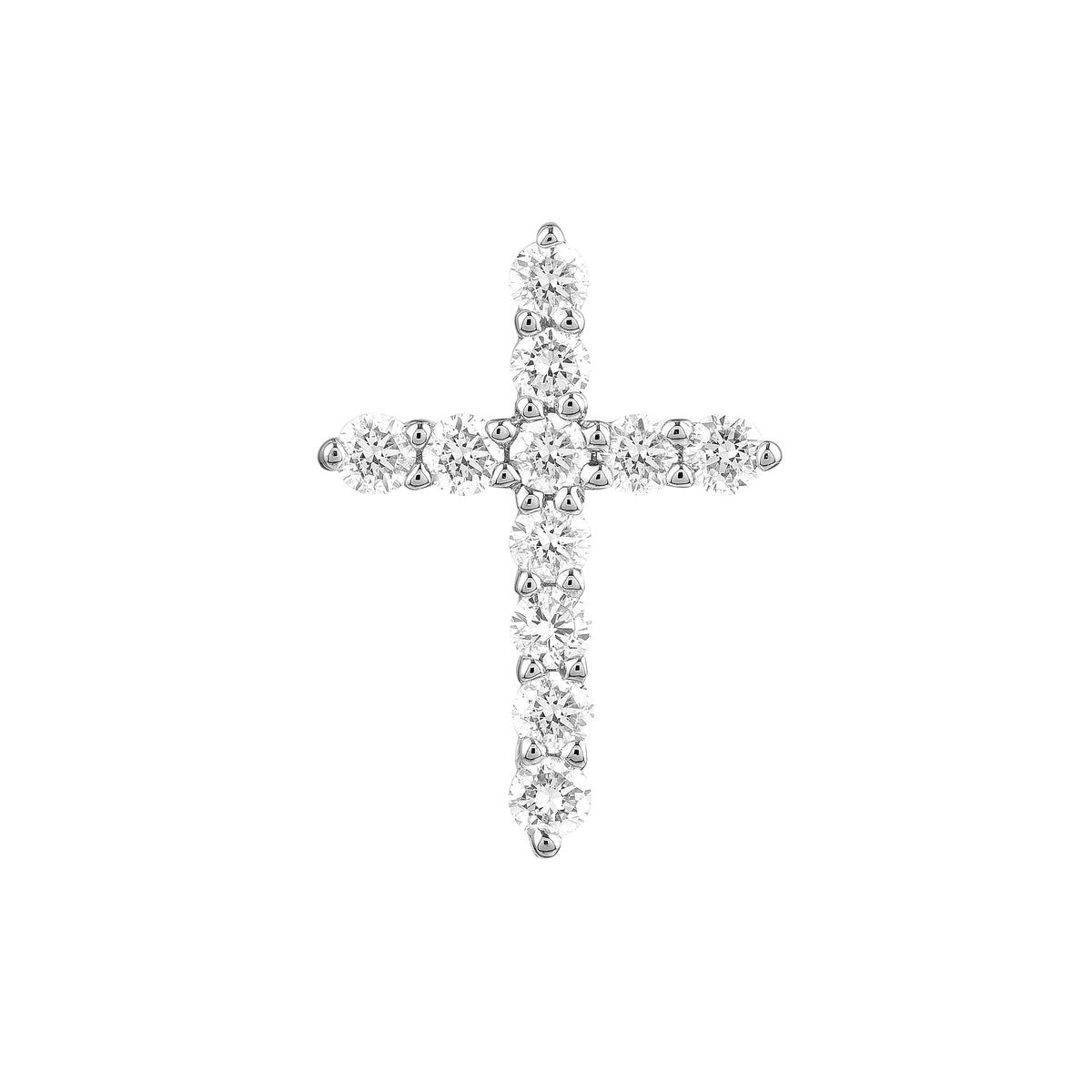 DFJ 14 Karat White Gold Petite Diamond Cross Necklace