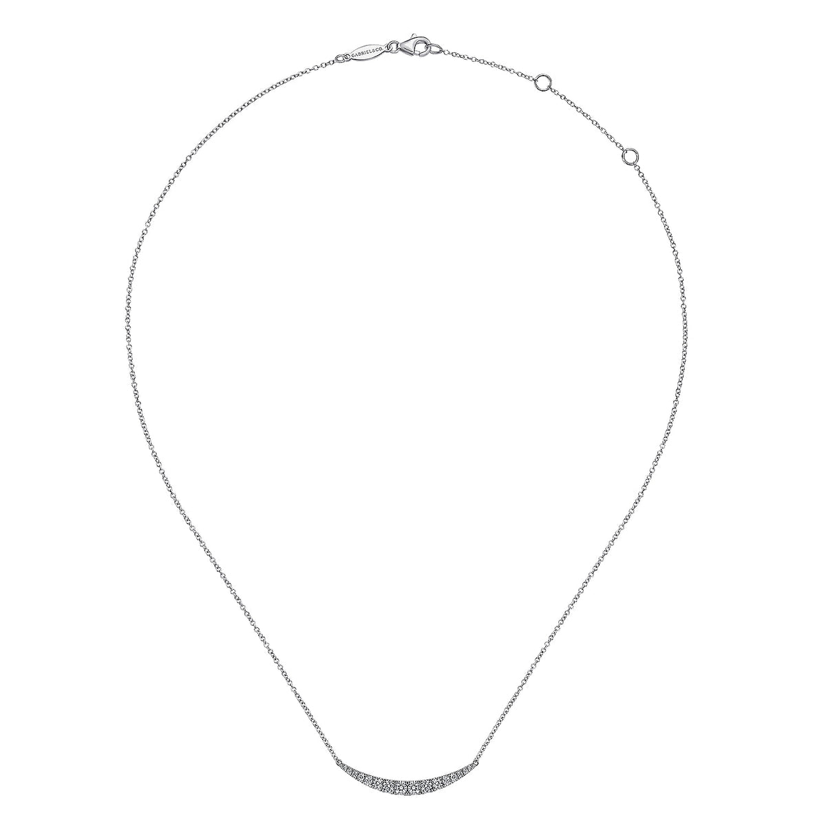 Gabriel &amp; Co. 14K White Gold Curved Diamond Bar Necklace