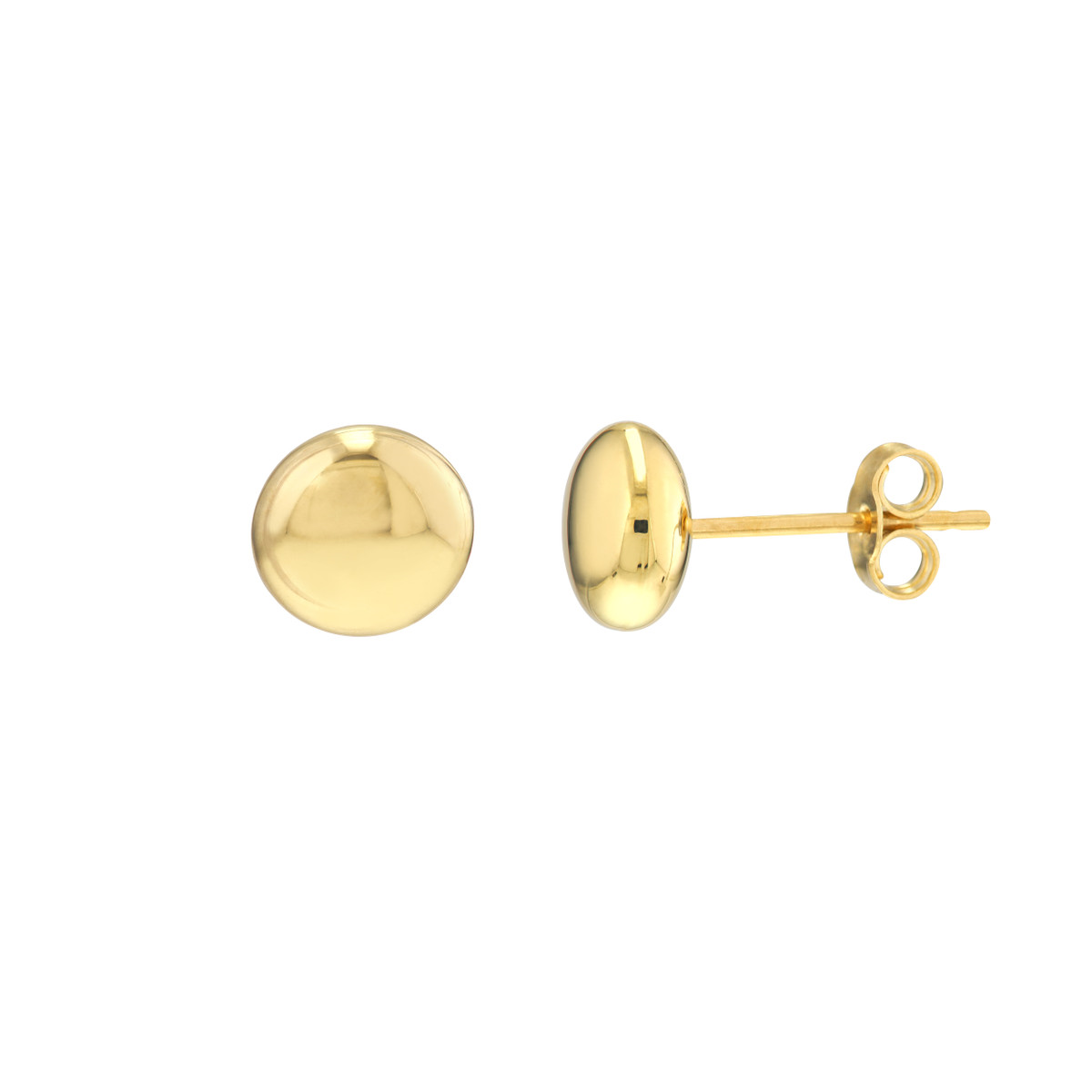 DFJ 14 Karat Yellow Gold 7.0mm Pebble Stud Earrings