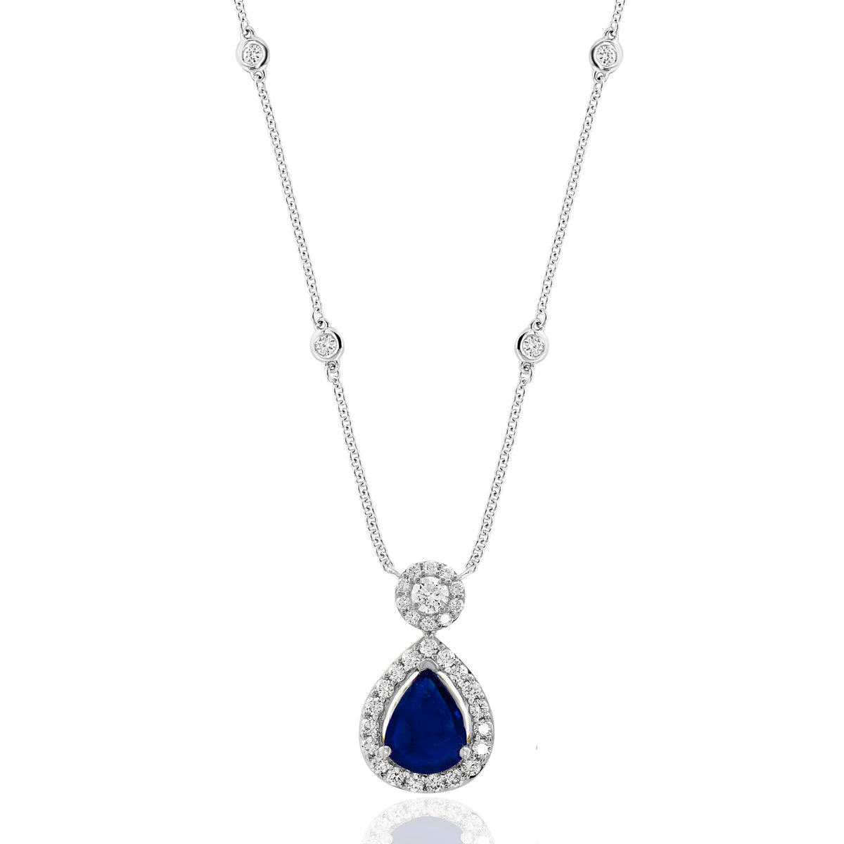 DFJ 18 Karat White Gold Sapphire Necklace