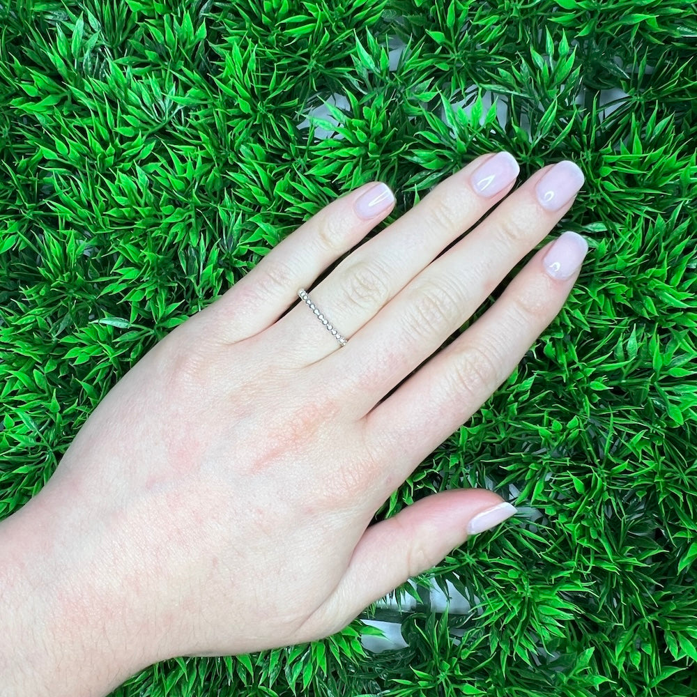 MARS 14 Karat White Gold Beaded Band