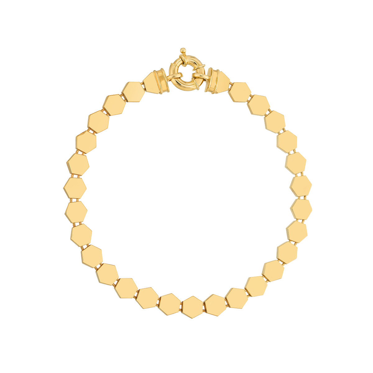 DFJ 14 Karat Yellow Gold Polished Hexagonal Bracelet