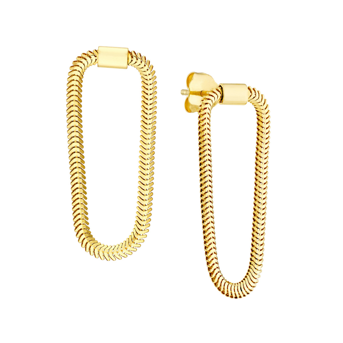 DFJ 14 Karat Yellow Gold Snake Chain Drop Earrings
