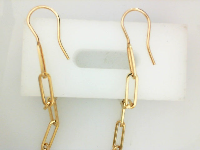 DFJ 14 Karat Yellow Gold Paper Clip Drop Earrings