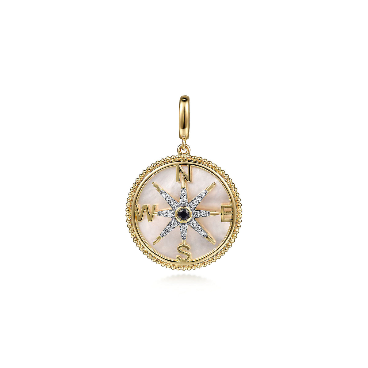 Gabriel &amp; Co. 14K Yellow Gold Diamond &amp; Blue Sapphire Compass Medallion Pendant