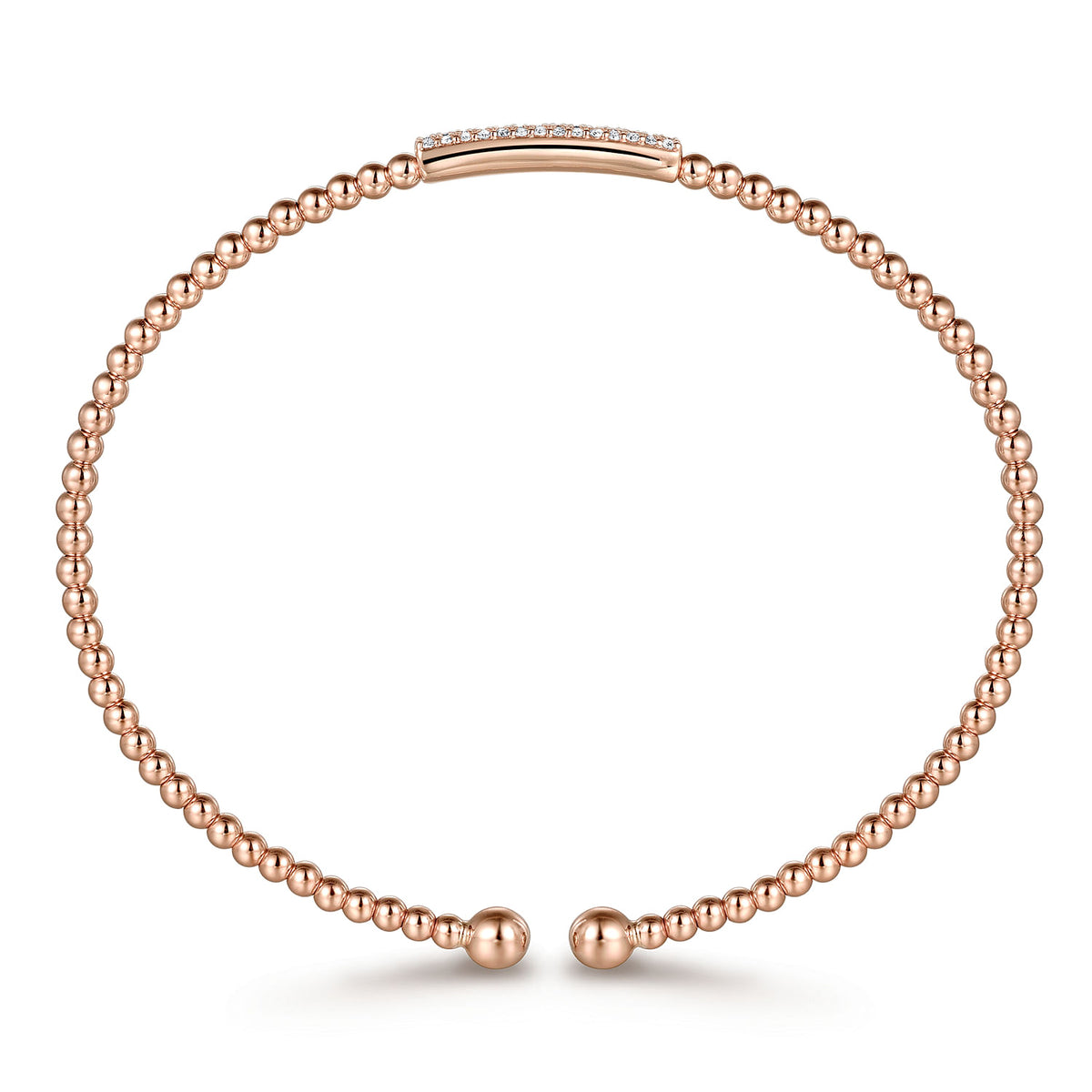 Gabriel &amp; Co. 14 Karat Rosé Gold Bujukan Bead Bangle with Diamonds 0.13TWT