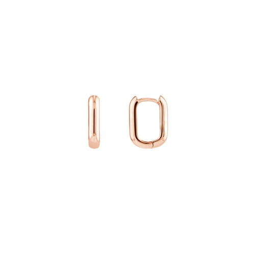 DFJ 14 Karat Rosé Gold Oblong Small Hoop Earrings