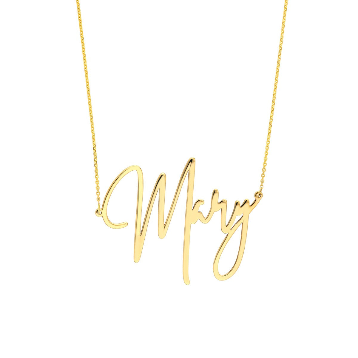 DFJ 14 Karat Yellow Gold &quot;Mrs&quot; Cable Link Necklace