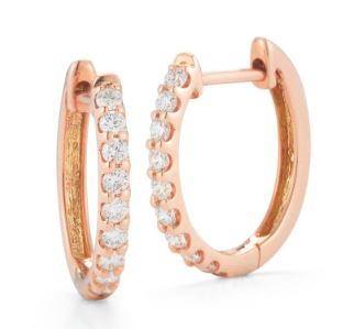 DFJ 14 Karat Rosé Gold Shared Prong Set Diamond Earrings, 0.18tw